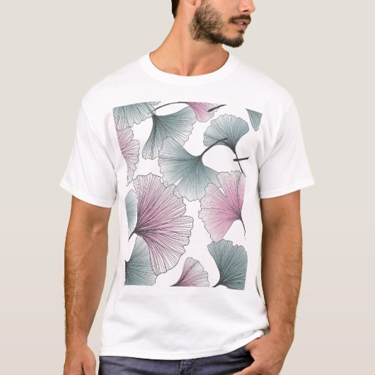 銀杏ビロバ手描き。 Tシャツ (正面)