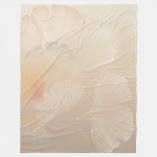 銀杏ビロバ植物抽象芸術グラフィックアート赤面 フリースブランケット (正面)