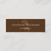 銀杏モダン葉QRコードミニブラウンビズカード スキニー名刺 (正面)