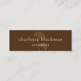 銀杏モダン葉QRコードミニブラウンビズカード スキニー名刺