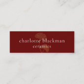 銀杏モダン葉QRコードミニ赤ビジネスカード スキニー名刺 (正面)