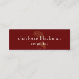 銀杏モダン葉QRコードミニ赤ビジネスカード スキニー名刺