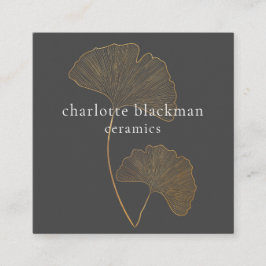 銀杏モダン葉QRコード スクエア名刺