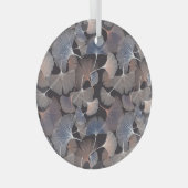 銀杏葉のエレガント柄。 ガラスオーナメント (正面右)