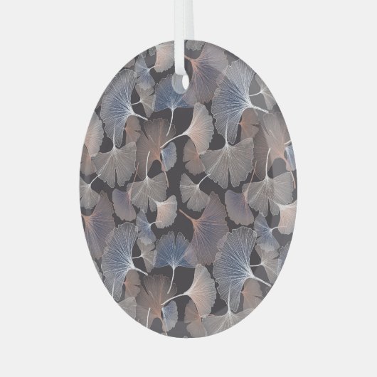 銀杏葉のエレガント柄。 ガラスオーナメント (正面左)