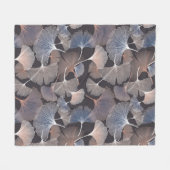 銀杏葉のエレガント柄。 フリースブランケット (正面(横))