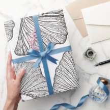 銀杏葉の包装紙。白黒