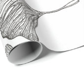 銀杏葉の包装紙。白黒 ラッピングペーパー (ロールコーナー)