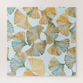銀杏葉の水彩継ぎ目模様 ジグソーパズル (横)