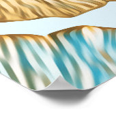 銀杏葉の水彩継ぎ目模様 ポスター (角)