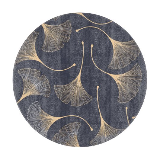 銀杏葉の継ぎ目なし花柄 カッティングボード (正面)