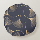 銀杏葉の継ぎ目なし花柄 ラウンドクッション (裏面)