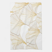 銀杏金ゴールド：豪華なリーフ配列 キッチンタオル (縦)