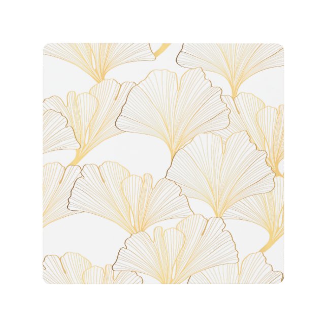 銀杏金ゴールド：豪華なリーフ配列 メタルプリント (正面)