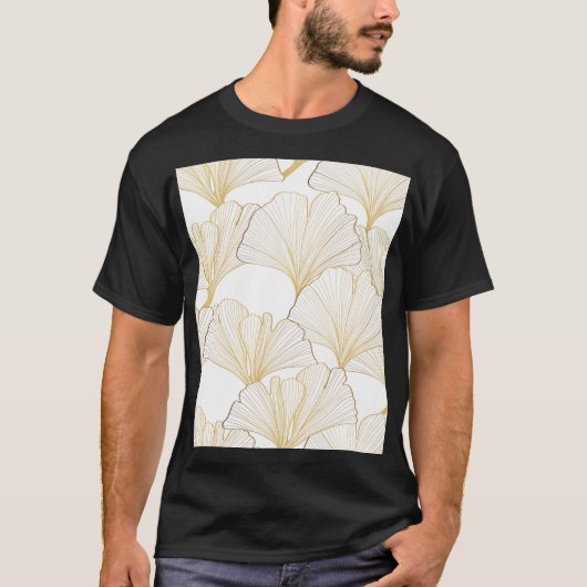 銀杏金ゴールド:豪華なリーフ配列 Tシャツ (正面)