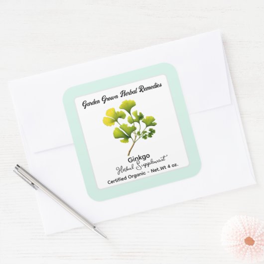 銀杏離れの角型ステッカー製品ラベル スクエアシール (封筒)