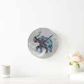 銀枠の象がアワビと真珠 ラウンド壁時計 (ホーム)