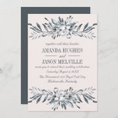 銀植物学 |フローラ結婚リースのピンク 招待状 (正面/裏面)