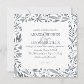銀植物学|フローラ結婚数|正方形| 招待状 (正面)