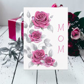 銀母の日でキラキラ輝くピンクのバラ カード