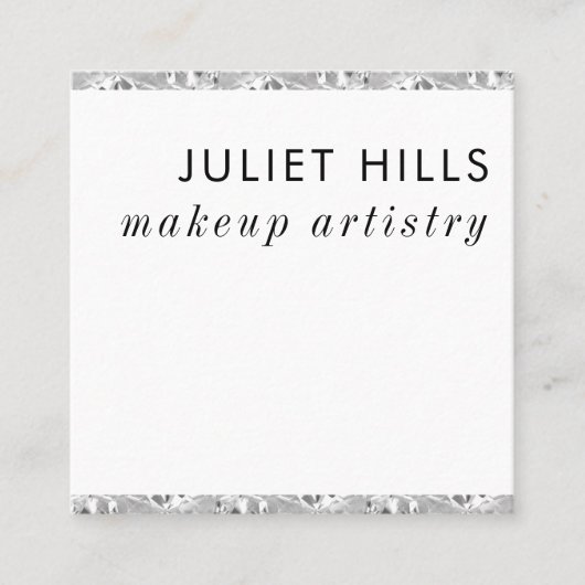 銀水晶エッジスクエアビジネスカード スクエア名刺 (正面)