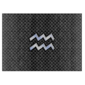 銀水晶〔占星術の〕十二宮図シンボル炭素繊維スタイル カッティングボード (正面)