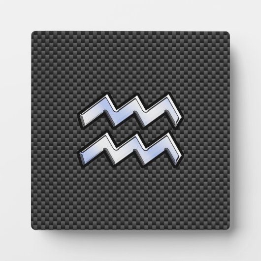 銀水晶〔占星術の〕十二宮図シンボル炭素繊維スタイル フォトプラーク (正面)