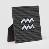 銀水晶〔占星術の〕十二宮図シンボル炭素繊維スタイル フォトプラーク (正面)