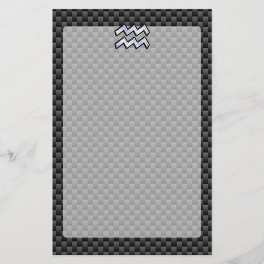 銀水晶〔占星術の〕十二宮図シンボル炭素繊維スタイル 便箋 (正面)