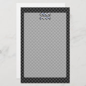 銀水晶〔占星術の〕十二宮図シンボル炭素繊維スタイル 便箋 (正面/裏面)