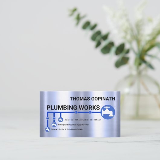 銀水管配管配管機 名刺 (スタンド正面)