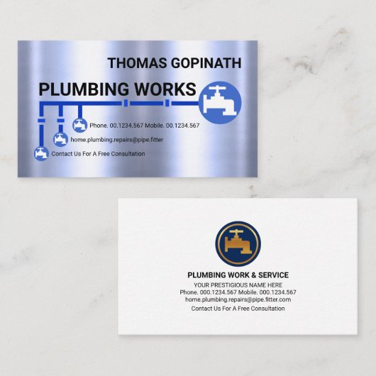 銀水管配管配管機 名刺 (正面/裏面)