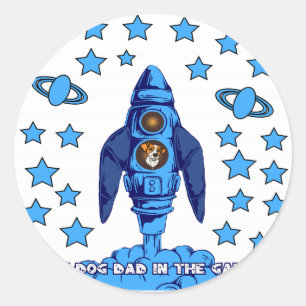 銀河で一番の犬の父さん スペースロケット 楽しいギフト ラウンドシール