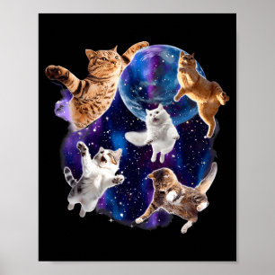 銀河で飛ぶ猫 レトロな90年代 宇宙猫 パロディ ポスター