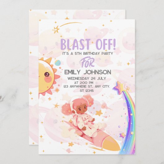 銀河のお祝い 招待状 (正面/裏面)