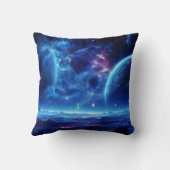 銀河のオアシス：青い星雲の星風景 クッション (裏面)