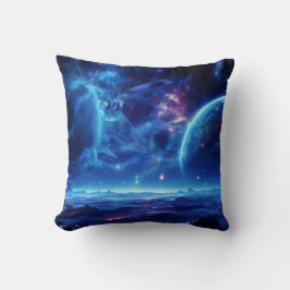 銀河のオアシス：青い星雲の星風景 クッション
