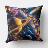 銀河のオデッセイ 宇宙の星雲と土星の景色 クッション (裏面)