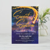 銀河のグロー ライト スイート シックスティーン バースデー パーティー 招待状 (スタンド正面)