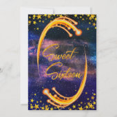 銀河のグロー ライト スイート シックスティーン バースデー パーティー 招待状 (裏面)