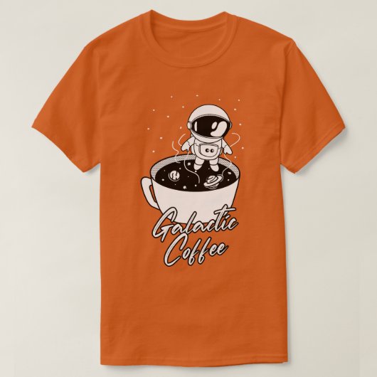 銀河のコーヒーかわいい宇宙飛行士宇宙 Tシャツ (デザイン正面)