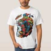 銀河のスケートボード Tシャツ (正面)
