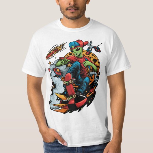 銀河のスケートボード Tシャツ (正面)