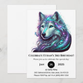 銀河のスピリットウルフ誕生日 招待状 (正面/裏面)