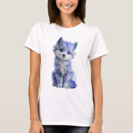 銀河のハスキー子犬の肖像画 女性 Tシャツ