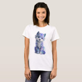 銀河のハスキー子犬の肖像画 女性 Tシャツ (正面フル)