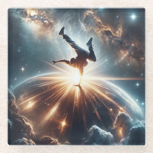 銀河のブレークダンス爆発深い宇宙 ガラスコースター (正面)