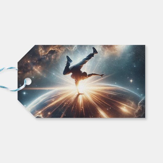 銀河のブレークダンス爆発深い宇宙 ギフトタグ (裏面横)