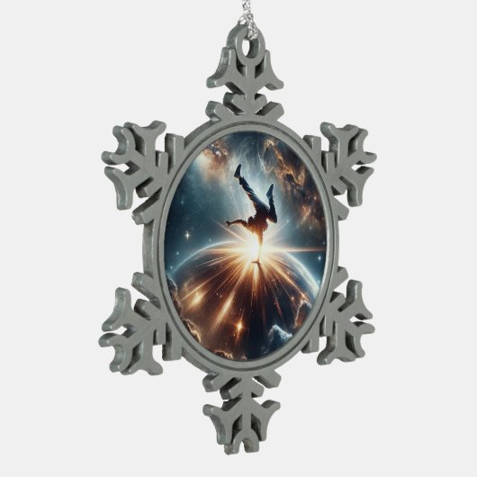 銀河のブレークダンス爆発深い宇宙 スノーフレークピューターオーナメント (左)