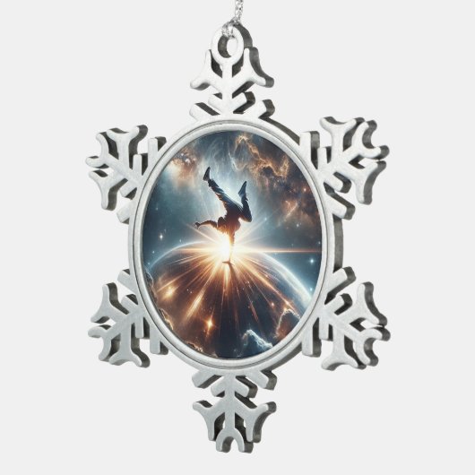 銀河のブレークダンス爆発深い宇宙 スノーフレークピューターオーナメント (右)